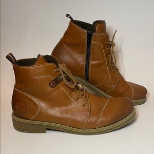 RIEKER Men’s Tan Leather Chukka Zipper Pull-on Boots Coastal Cottagecore Preppy